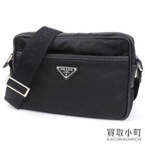 Prada Tessuto Saffi Nero Black Triangle Logo Messenger Crossbody Bag